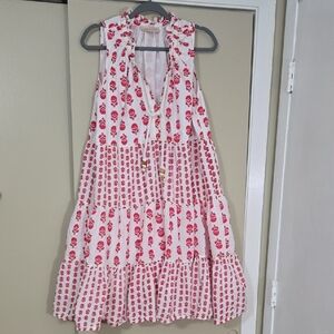 Philosophy Pink and White Tiered Floral Dress Size 1X